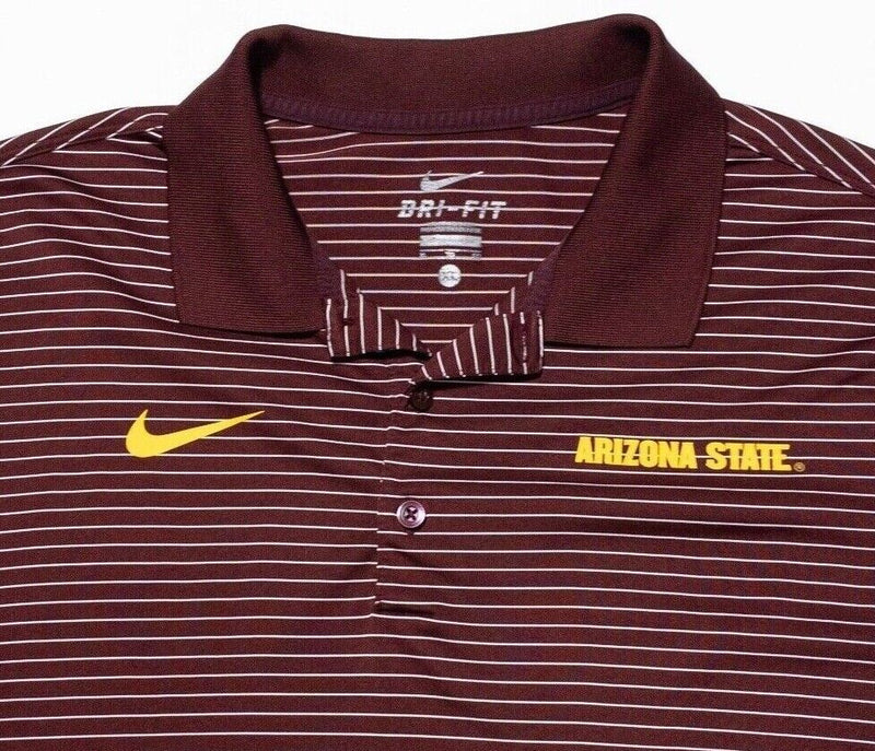 Arizona State Sun Devils Nike Polo XL Men's Shirt Dri-Fit Wicking Maroon Striped