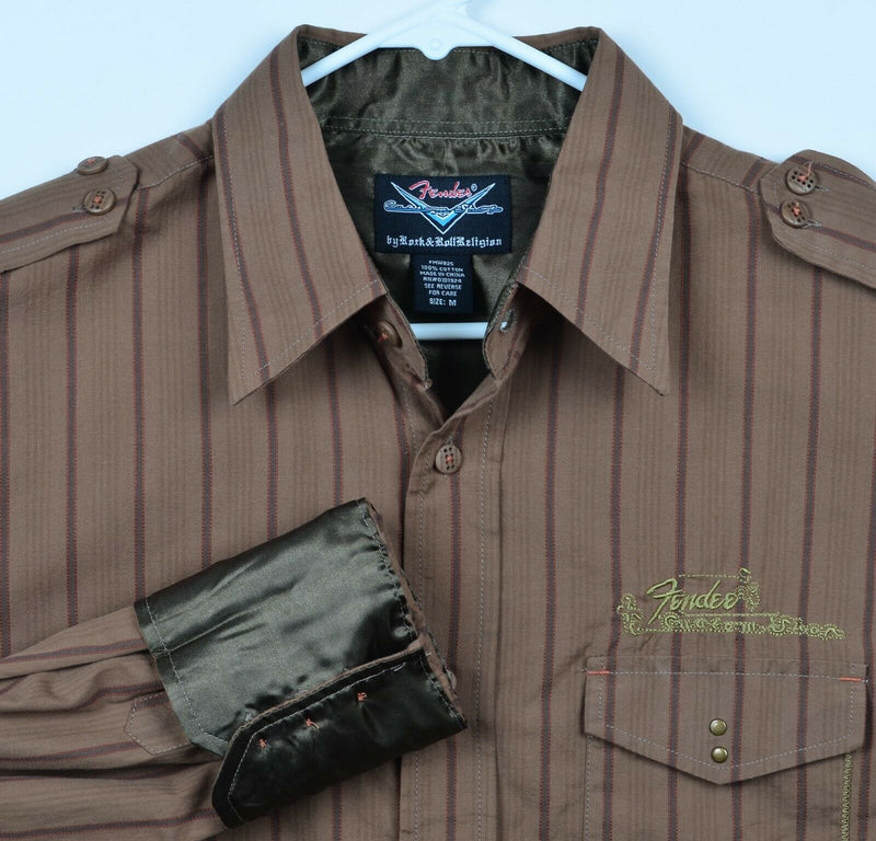 Fender Men's Medium Rock & Roll Religion Flip Cuff Back Embroidered Rock Shirt