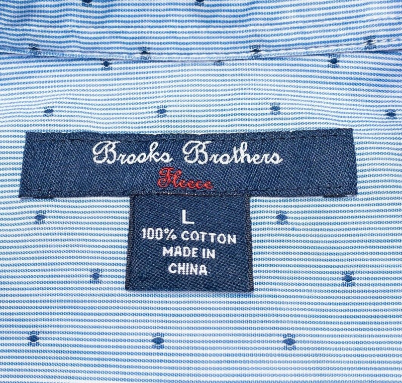 Brooks Brothers Fleece Boy's Large Shirt Blue Polka Long Sleeve Button-Front