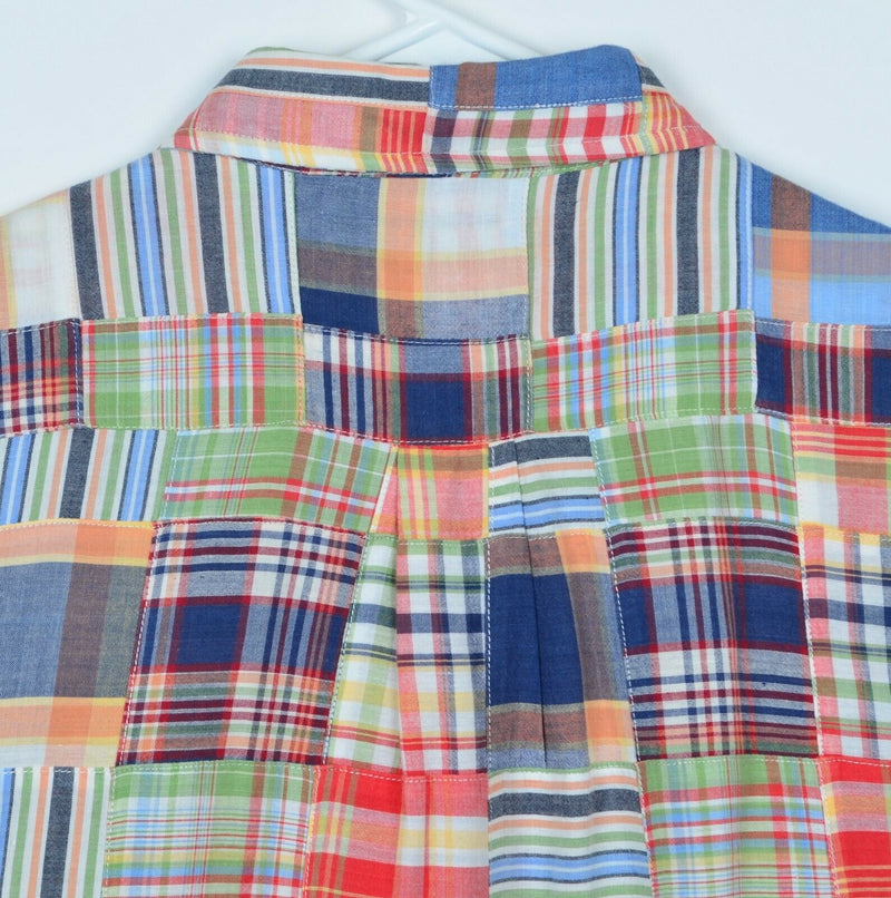 Brooks Brothers Men's Sz Medium Patchwork India Madras Plaid Short Sleeve Shirt