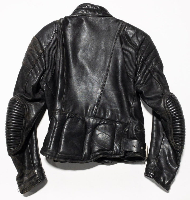 Vintage Leather Loft Biker Jacket Men's Fits Small Padded Racing Beat-Up 80s