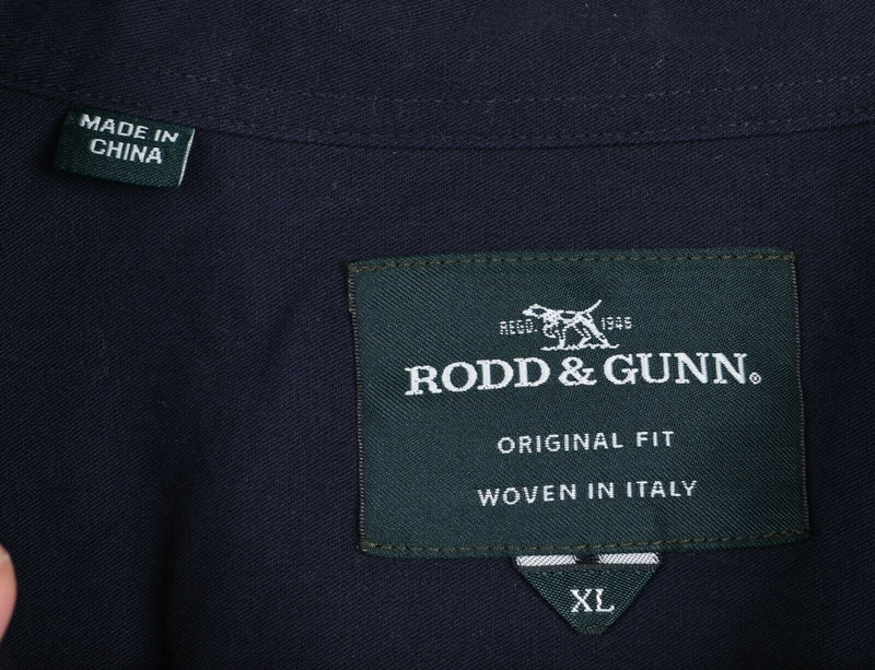 Rodd & Gunn Men's Sz XL Green Black Micro-Check Plaid Logo Long Sleeve Shirt