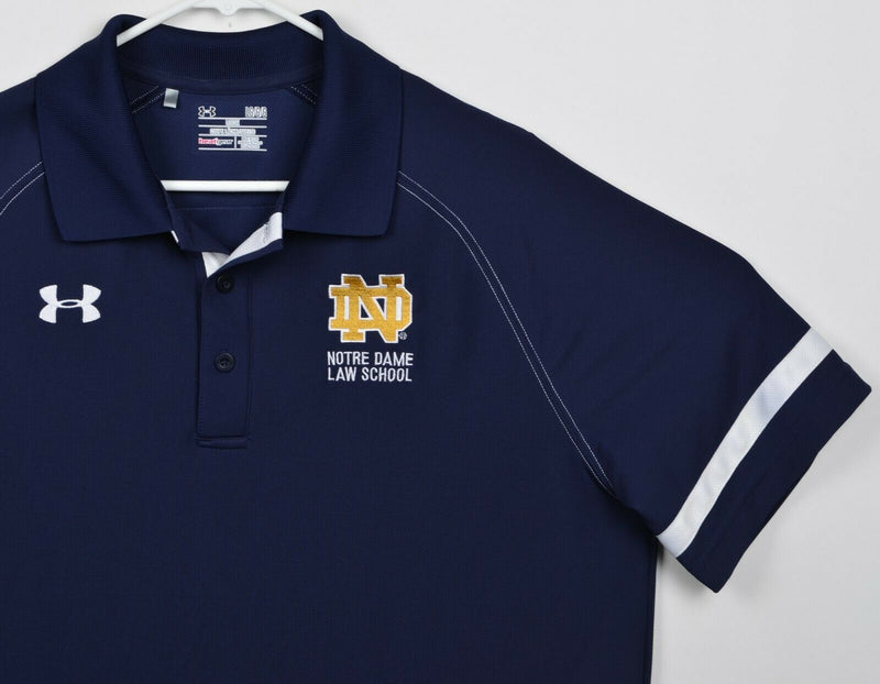 Notre Dame Law School Men's Sz Large Loose Under Armour Navy HeatGear Polo Shirt