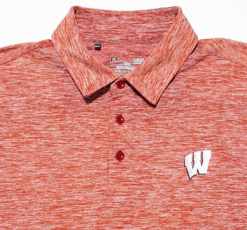 Wisconsin Badgers Under Armour Large Men's HeatGear Polo Shirt Red Wicking