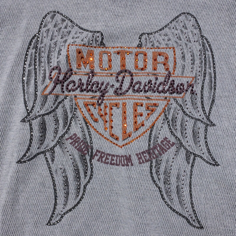 Harley-Davidson Rhinestone Hoodie Women's 2W Logo Wings Knit Pullover Sparkly