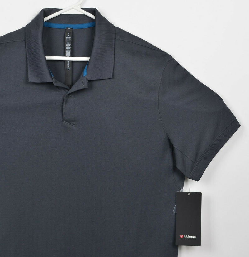 Lululemon Men's XL Tech Pique Polo Solid Gray Short Sleeve Athleisure Shirt