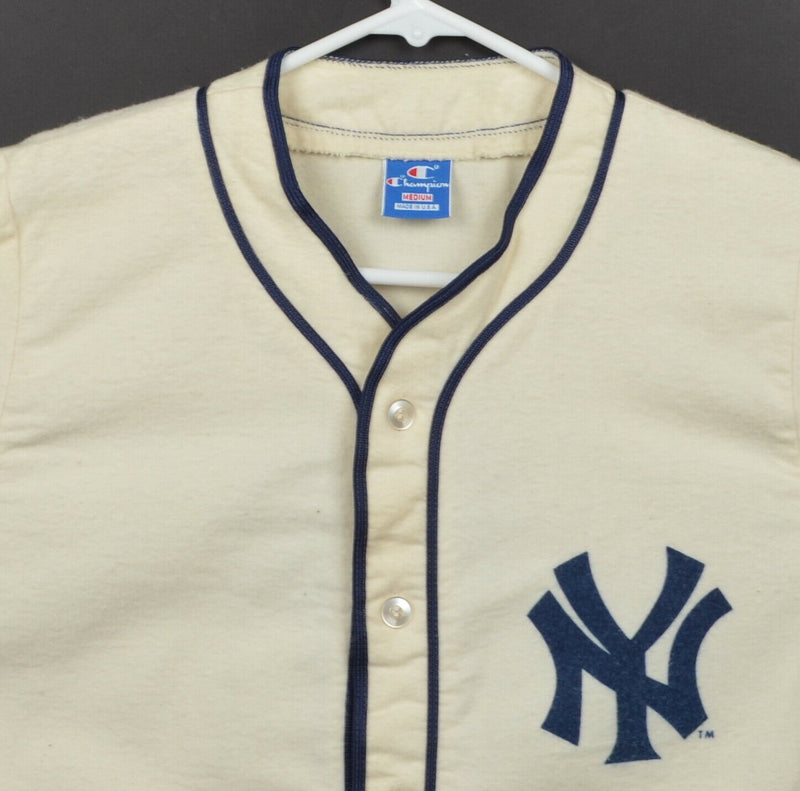 Vtg 80s New York Yankees Men's Medium Champion Button-Up Baseball Jersey Shirt