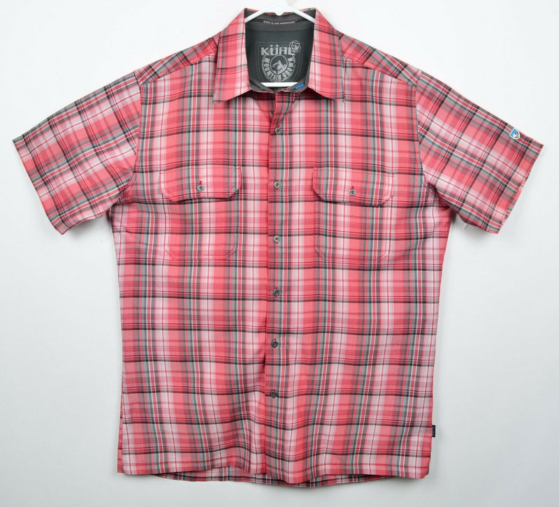 Kuhl Eluxor Men's Sz Large Ionik Red Plaid Short Sleeve Hiking Casual Shirt