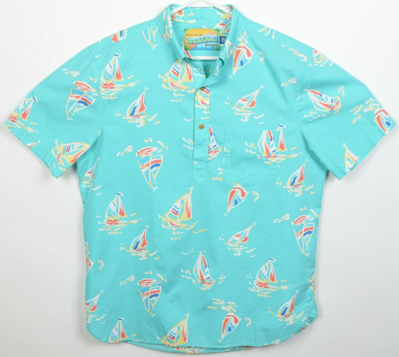 Chubbies The Nutter Men's Large "Weekend" Blue Sailboat Popover Camp Shirt