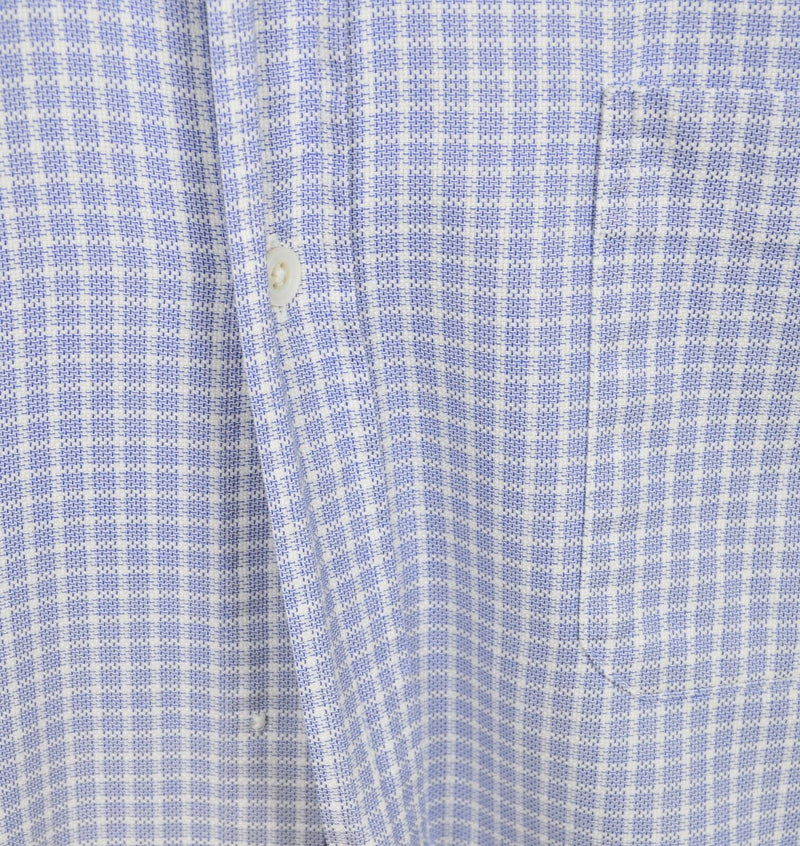 Hermes Men's 17.5/44 Blue Plaid Made in France Button-Down Dress Shirt