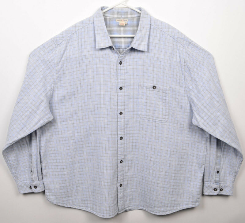 Carbon 2 Cobalt Men's 2XL Flannel Blue Gray Plaid Button-Front Flannel Shirt