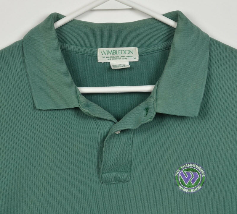 Wimbledon Men's XL Green England Tennis The Championships Vintage 90s Polo Shirt