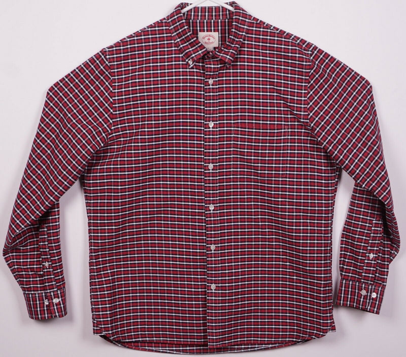 Brooks Brothers Red Fleece Men's Large Red Black Plaid Button-Down Shirt