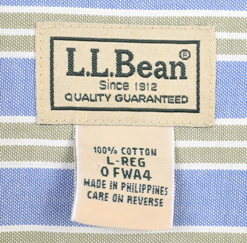 L.L. Bean Men's Large Blue Striped Wrinkle Resistant Button-Down Shirt