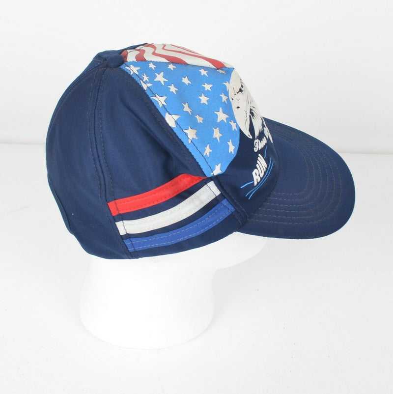Vtg 80s These Colors Don't Run or Burn Men Red White Blue USA Snapback Hat