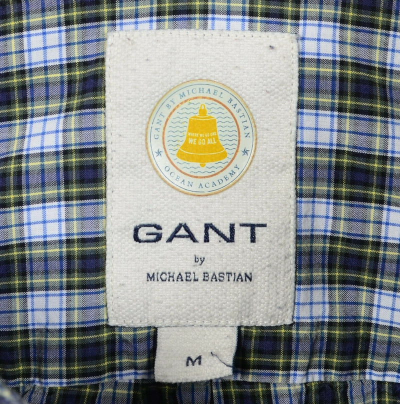 GANT by Michael Bastian Men's Medium Navy Blue Tartan Plaid Button-Down Shirt