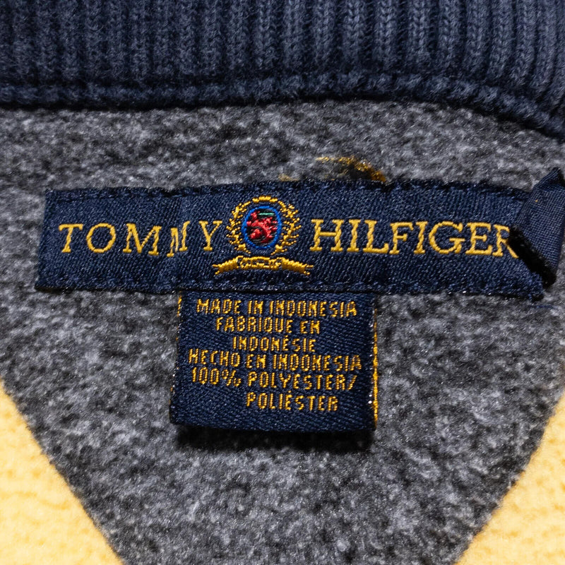 Vintage Tommy Hilfiger Fleece Men's 2XL Pullover 1/4 Zip Yellow 90s Lion Logo