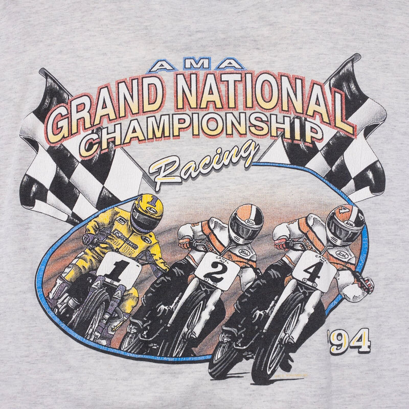 Vintage Motorcycle Racing T-Shirt Men's XL Gray AMA Championship Alore 90s Camel