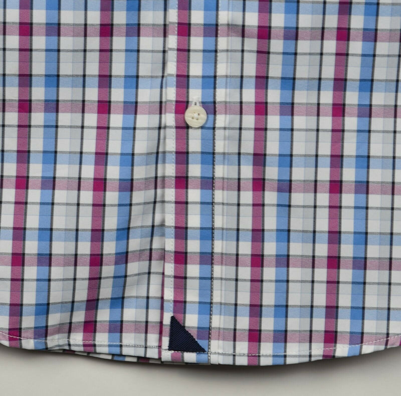 UNTUCKit Men's Sz Medium Slim Fit Nylon Purple Plaid Check Performance Shirt
