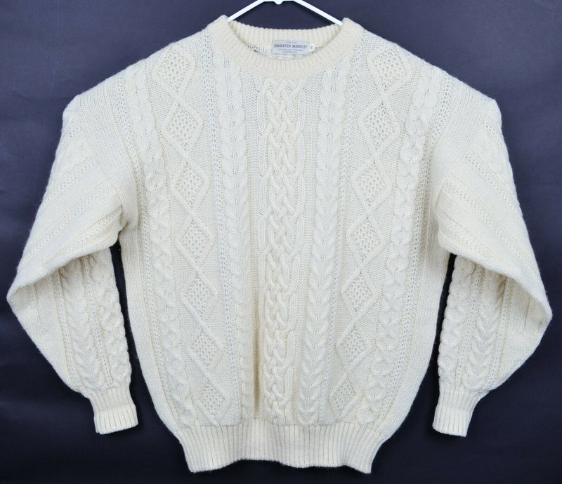 Vintage Sweater Market Men's XL Copenhagen Denmark Cream Cable-Knit Wool Sweater