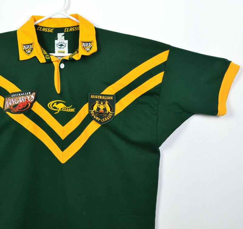 Australia Kangaroos Men's 2XL ARL Australian Rugby League Green Gold Shirt