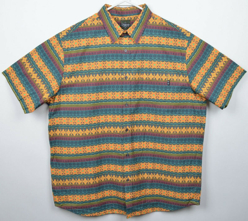 Grassroots California Men's 2XL Multi-Color Geometric Striped Button-Front Shirt