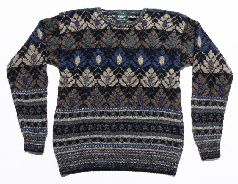 Vintage Marshall Fields Sweater Men's Medium Shetland Wool Geometric Fair Isle