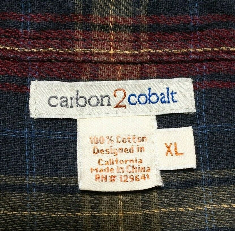 Carbon 2 Cobalt Double-Layer Flannel Shirt Navy Blue Red Green Plaid Men's XL
