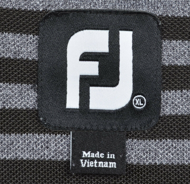 FootJoy Men's XL Gray Black Magenta Striped FJ Golf Performance Polo Shirt