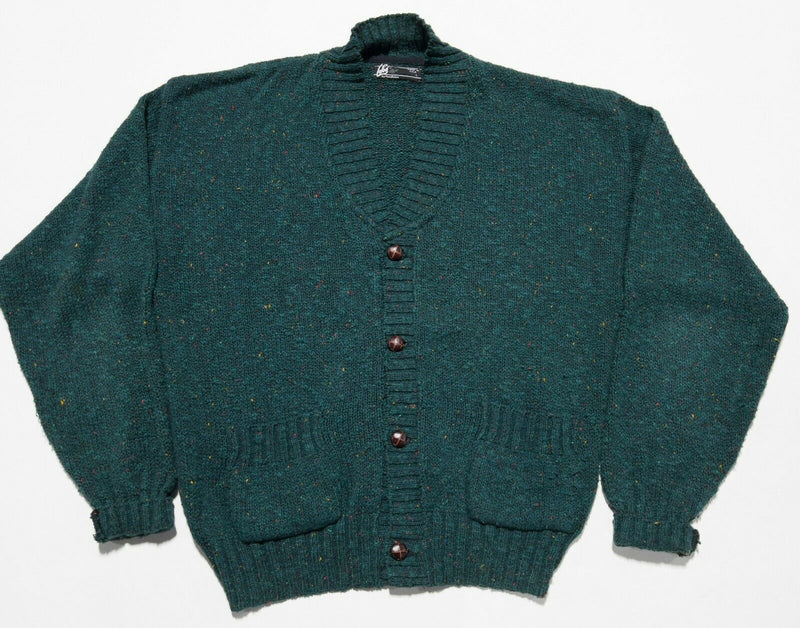 Pendleton Lobo Men's Large Green Knit V-Neck Cardigan Button-Front Sweater