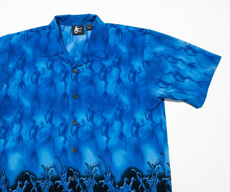 Street Culture Shirt Medium Men's Water Graphic Print Polyester Vintage 90s Y2K