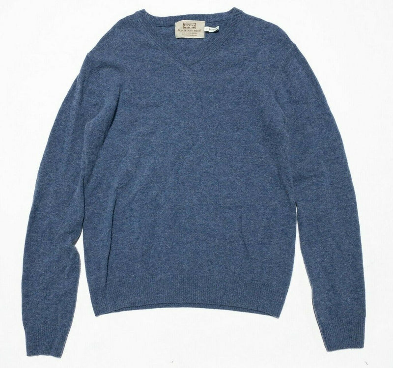 Aran Sweater Market Sweater Women's Small Lambswool V-Neck Blue Pullover Irish