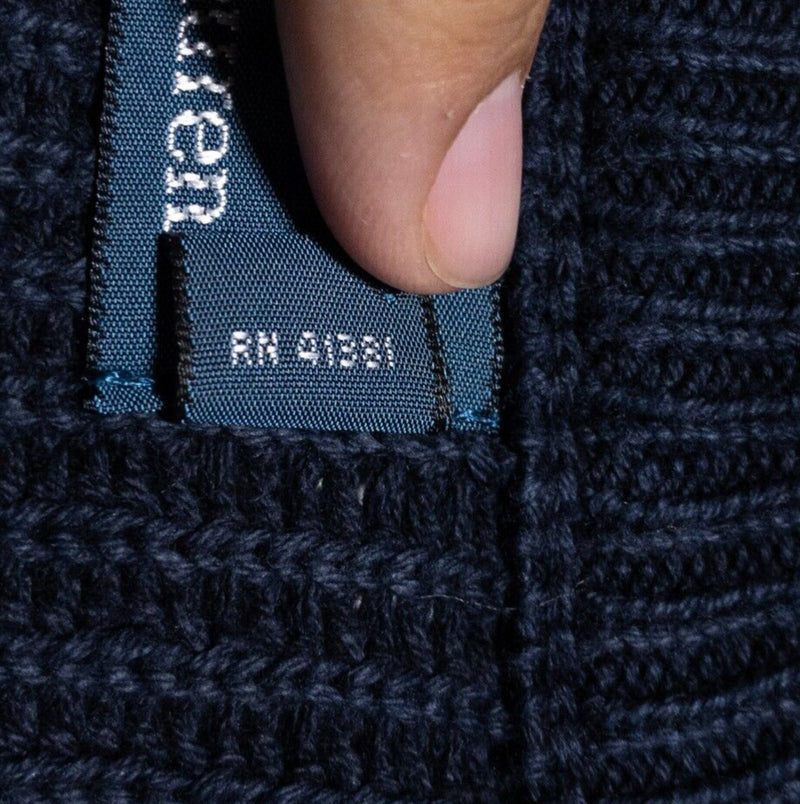 Polo Ralph Lauren Cardigan Sweater Mens Large Shawl Collar Knit Navy Blue Cotton
