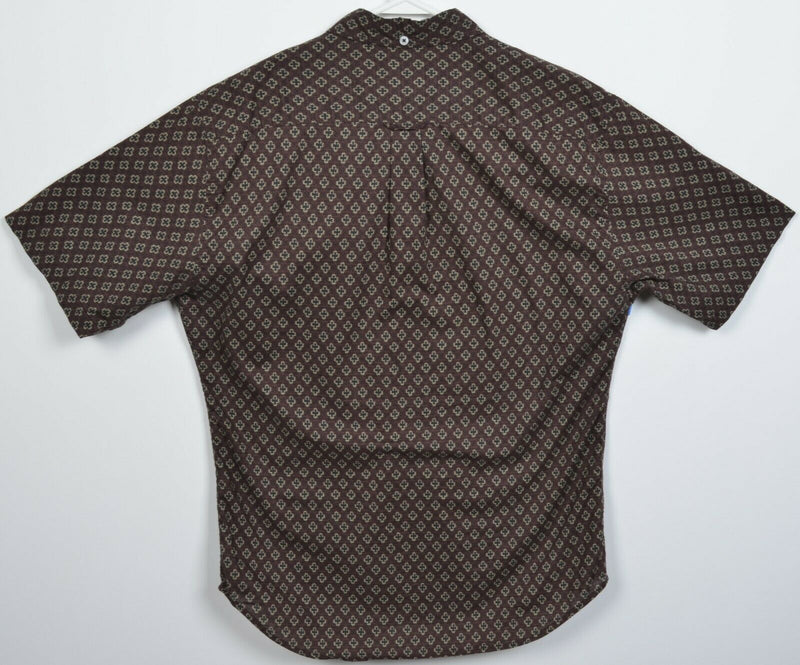 Reyn Spooner Men's Large Brown Geometric Cotton Button-Down Hawaiian Shirt