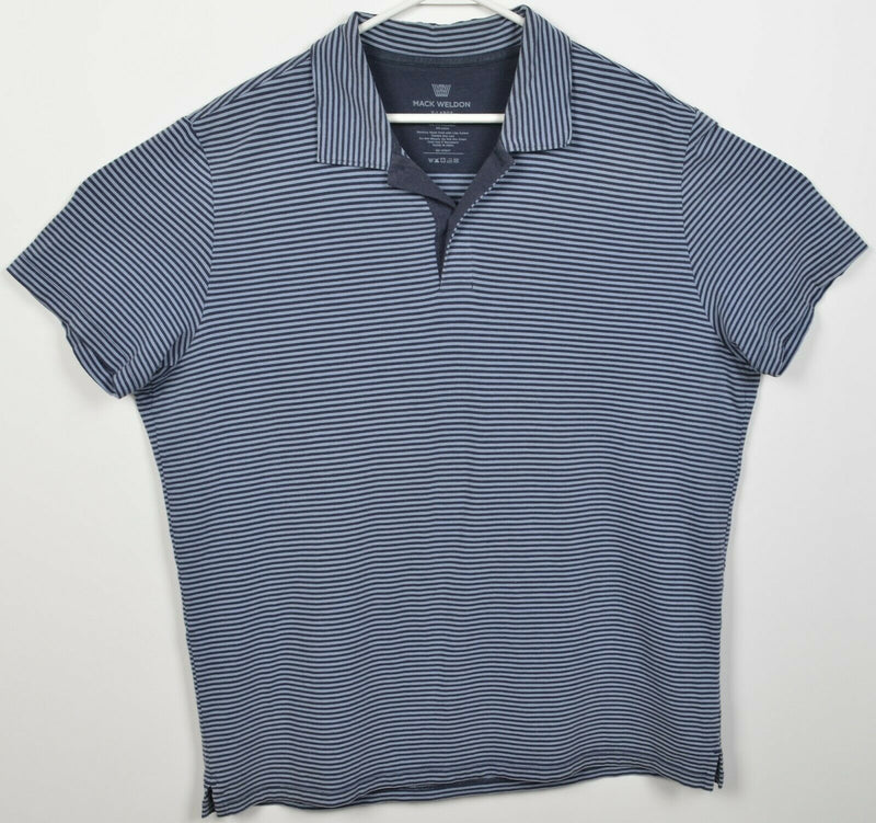 Mack Weldon Men's XL Blue Striped Cotton Modal Blend Athleisure Polo Shirt