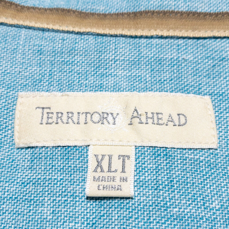 Territory Ahead Linen Blend Shirt Men's XLT Tall Blue Button-Up Long Sleeve