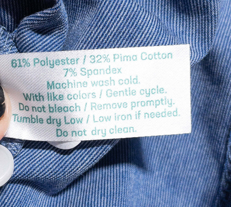 Criquet Polo Shirt Men's Large Solid Blue Short Sleeve Polyester Cotton Blend