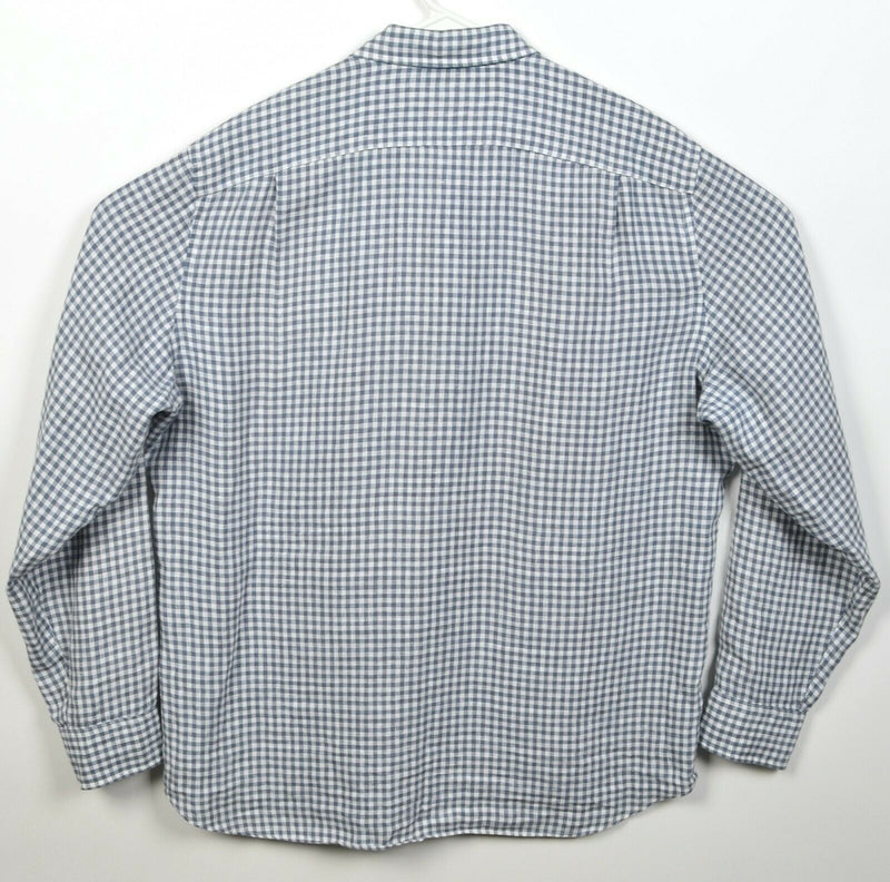 J. Crew Men's XL Irish Linen Baird McNutt Gray Gingham Check Button-Front Shirt