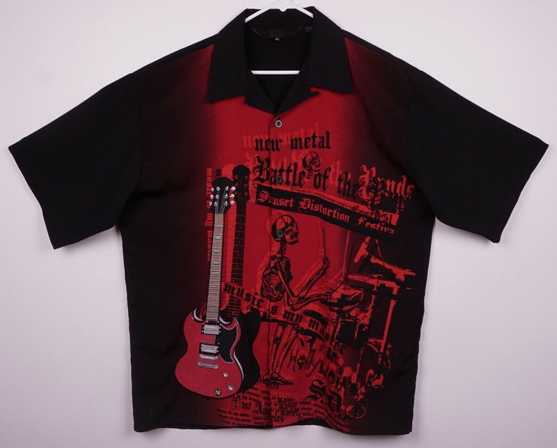 Battle of the Bands Men's XL Polyester Embroidered Guitar Rock House Camp Shirt