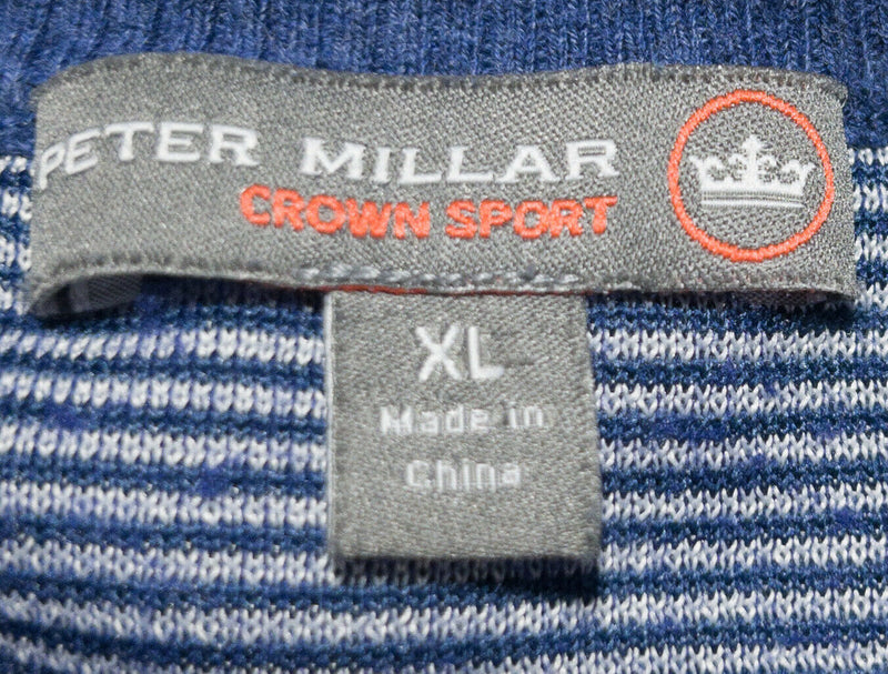 Peter Millar Crown Sport Men's XL Solid Blue Golf Knit 1/4 Zip Pullover Sweater