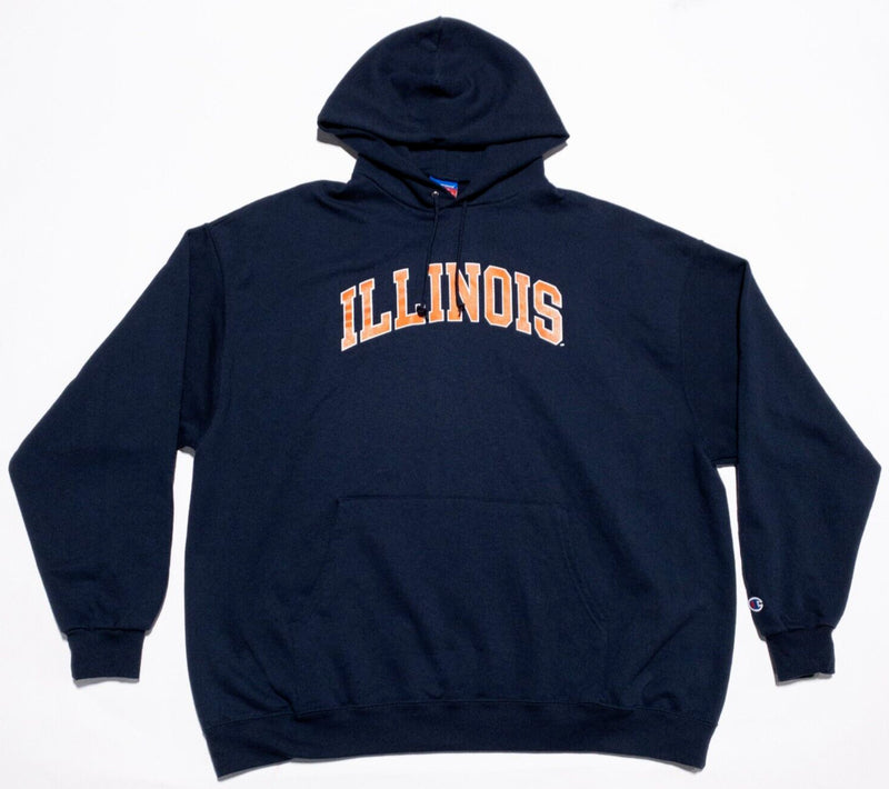 Illinois Fighting Illini Hoodie Men's 3XL Champion Pullover Sweatshirt Navy Blue