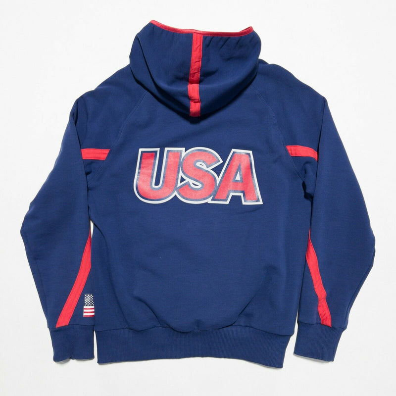 Arena USA Swimming Men's Medium Blue Red USA Flag Warm-Up Hoodie Sweatshirt