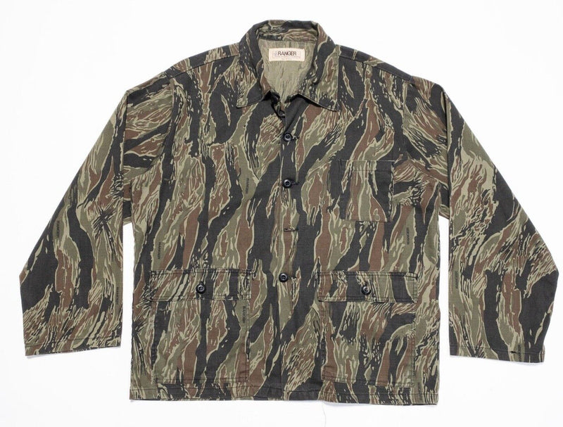 Vintage Ranger Camo Shirt Large Men's Button-Front Hunting Camouflage 80s