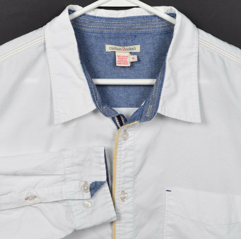 Carbon 2 Cobalt Men's XL Solid White Flip Cuff Long Sleeve Button-Front Shirt