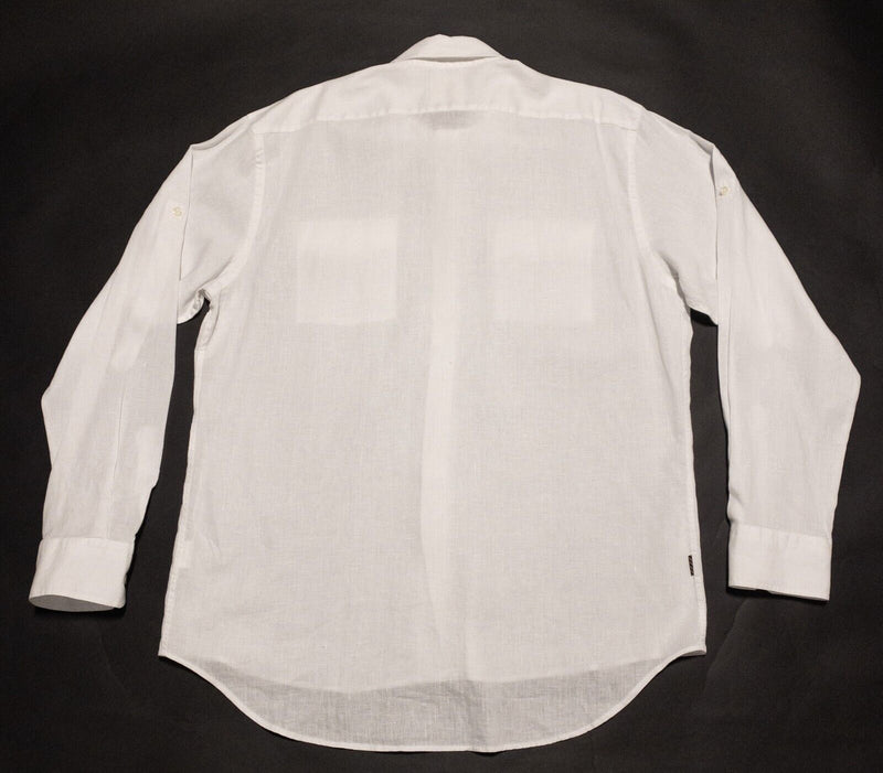 Billy Reid Linen Shirt Men's XL Standard Cut Solid White Long Sleeve Button-Up