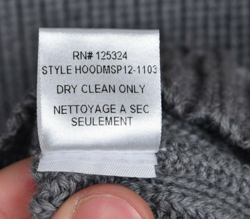 Haute Hoodie Women's Medium 100% Merino Wool Shawl Collar Gray Knit Sweater