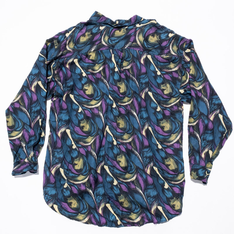 Vintage Goouch Silk Shirt Men's XL 90s Multicolor Abstract Button Up Long Sleeve