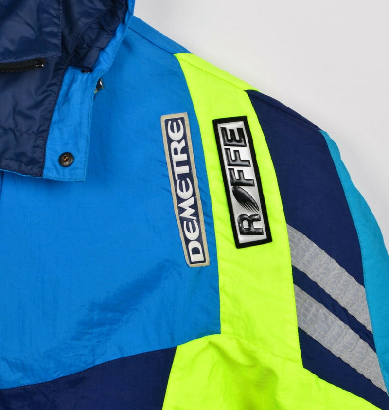 Vintage 90s Roffe Men's Small Neon Blue Demetre Electra Windbreaker Ski Jacket