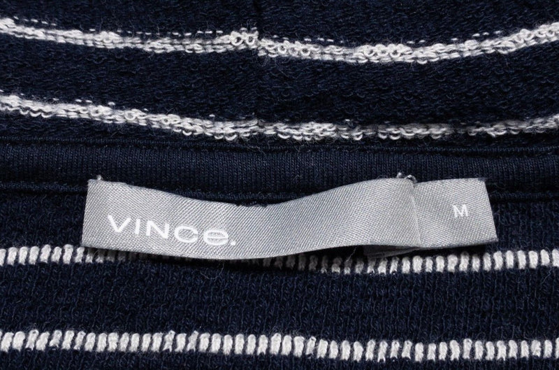 Vince Hoodie Men's Medium Pullover Striped Cotton Knit Navy Blue Modern Designer