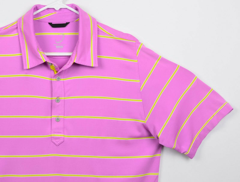 Zero Restriction Men's Sz Large Tour Series Pink Striped Golf Polo Shirt